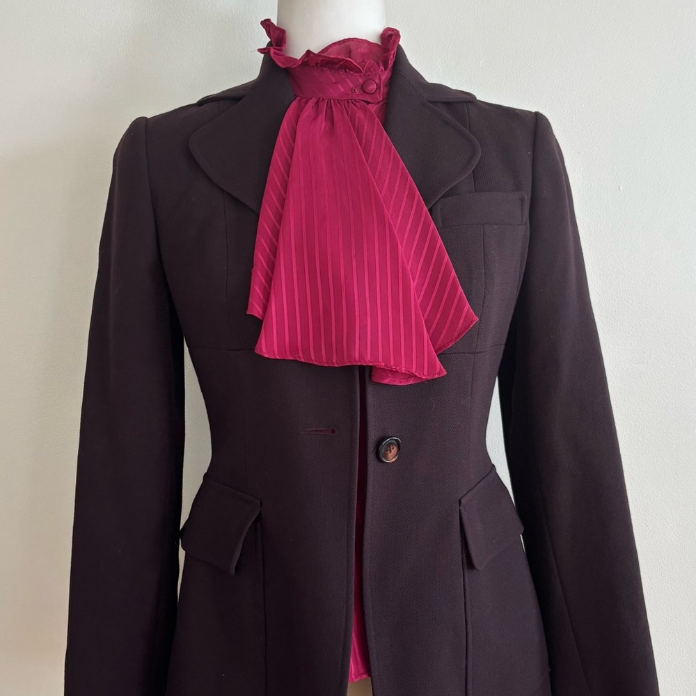 Vintage At Once Scarf collared blouse  Bow Detail size small - Picture 4 of 12